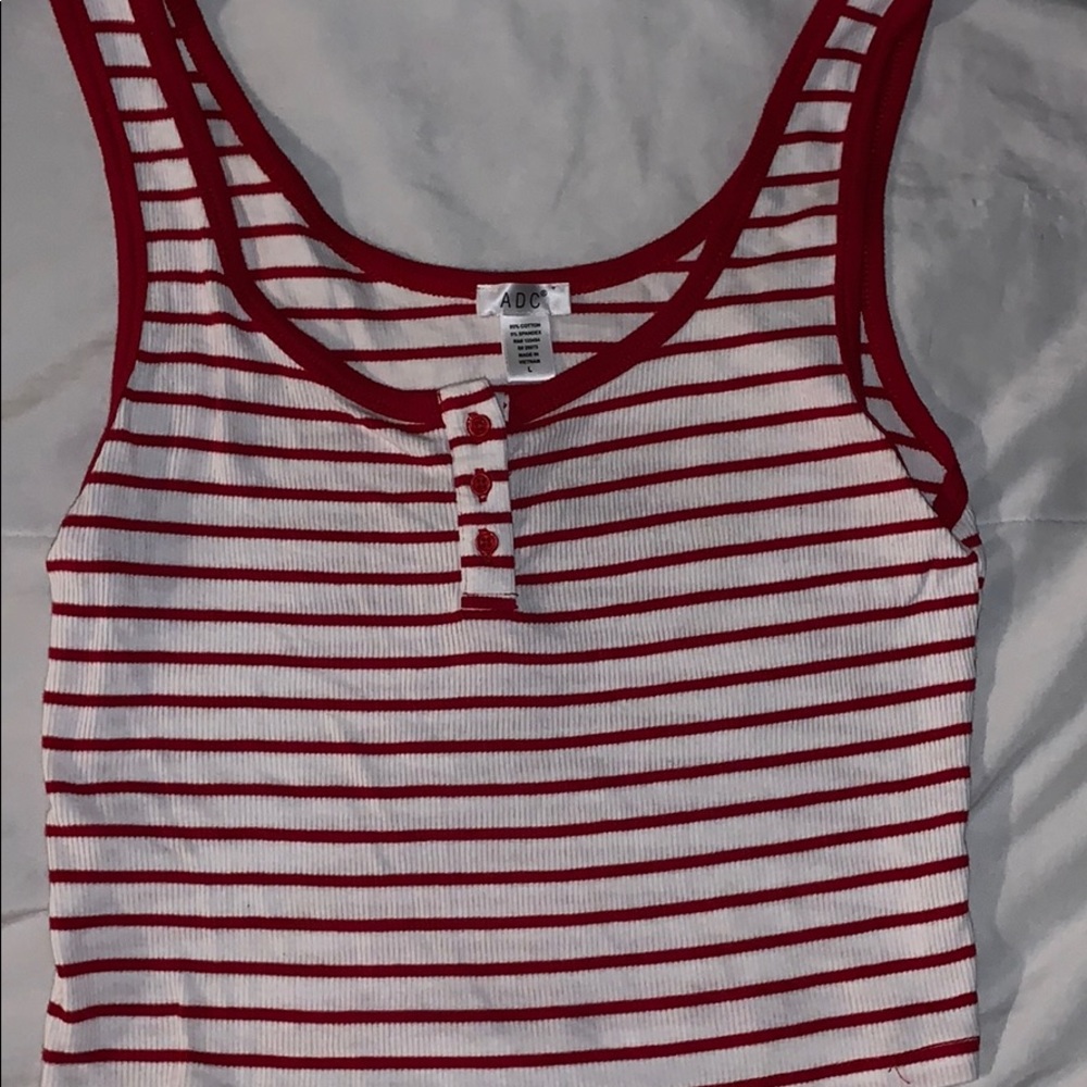 ADC white and red stripped tank top
